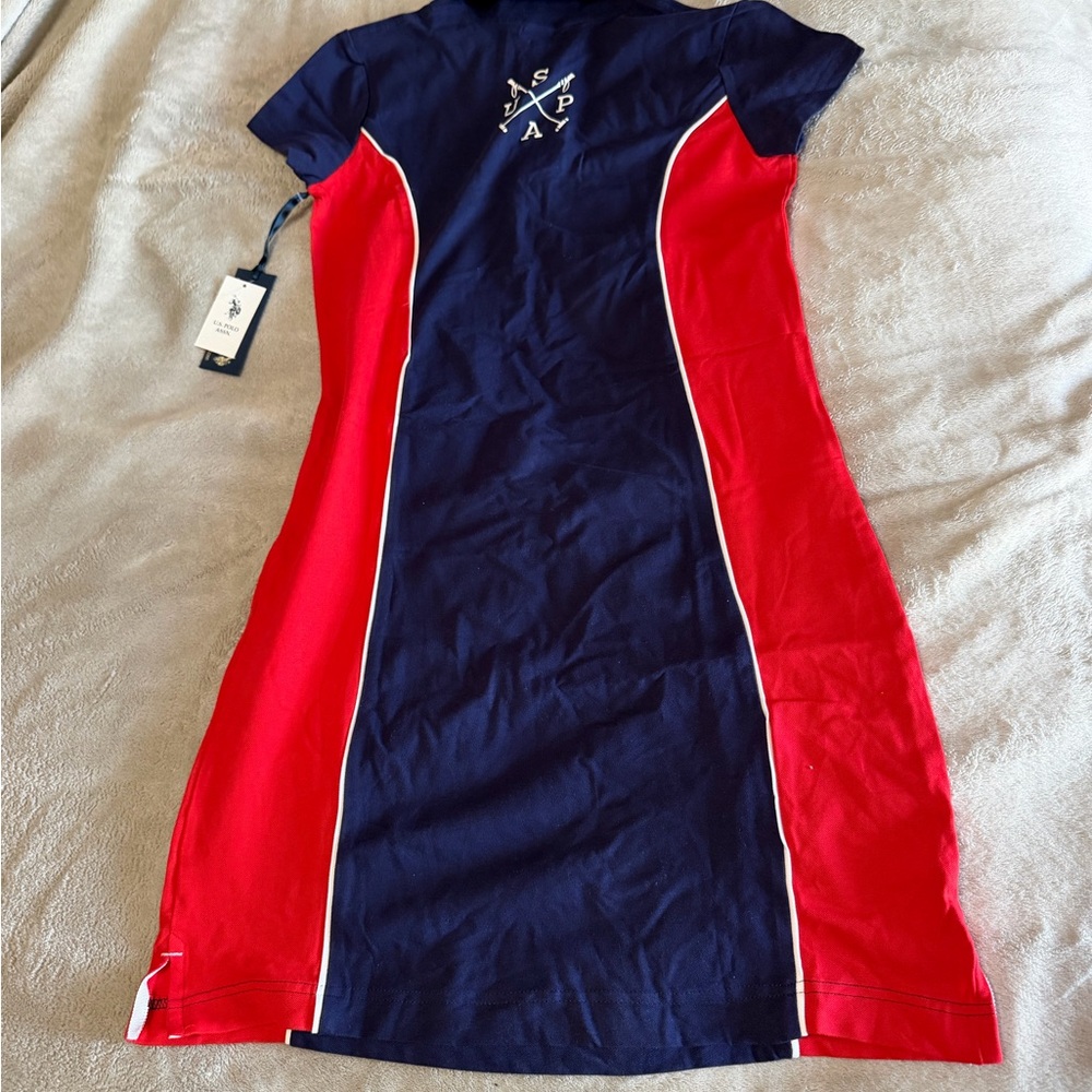 🆕U.S. Polo Assn. Navy and Red Mini Dress nwt - Picture 6 of 8